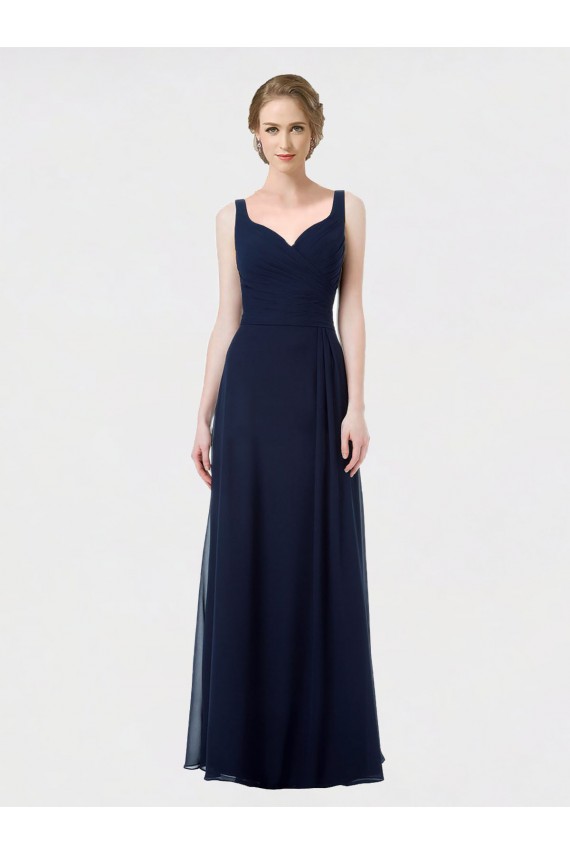 Buy Long Chiffon Bridesmaid Dress with Sweetheart Neckline and Shoulder Straps UK
