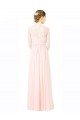 Buy Long Chiffon Sleeveless Bridesmaid Dress with Sheer Illusion Top and V-Back UK