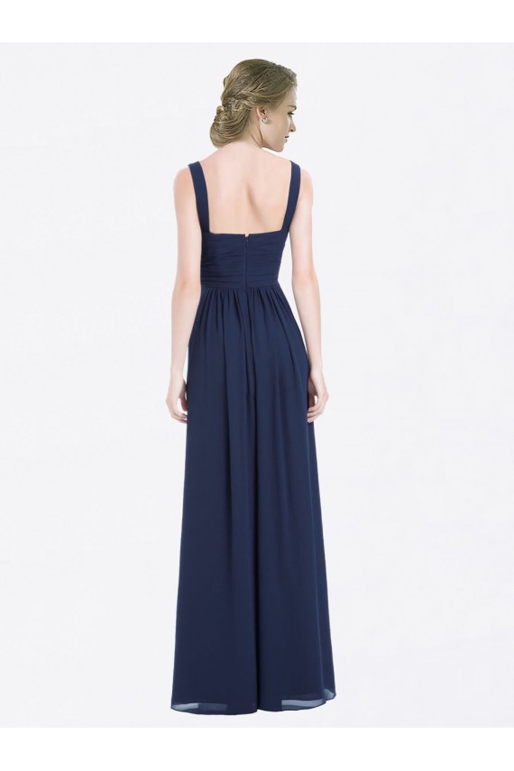 Buy Long Chiffon V-Neck Sleeveless Bridesmaid Dress with Criss-Cross Pleated Bodice UK