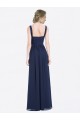 Buy Long Chiffon V-Neck Sleeveless Bridesmaid Dress with Criss-Cross Pleated Bodice UK