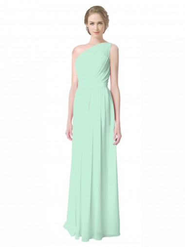 Buy One Shoulder Chiffon Bridesmaid Dress with Asymmetrical Ruched Bodice UK