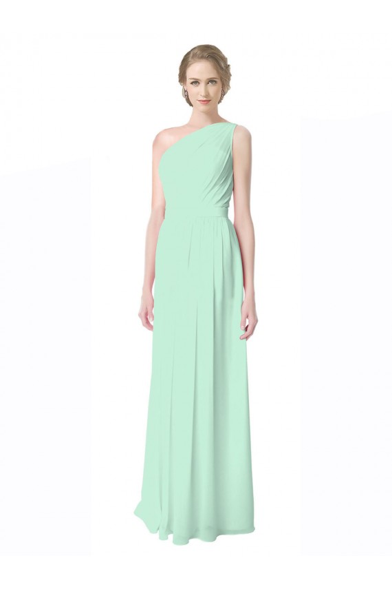 Buy One Shoulder Chiffon Bridesmaid Dress with Asymmetrical Ruched Bodice UK