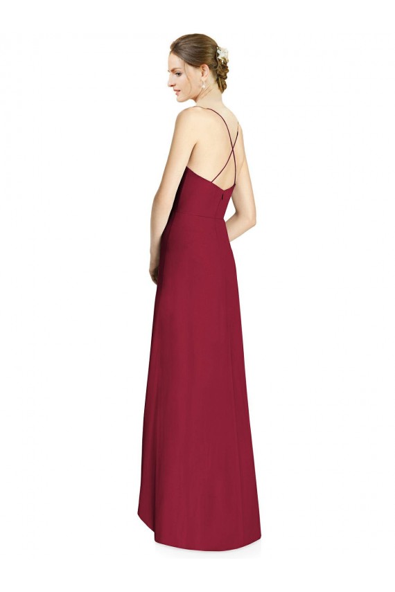 Buy Draped V-Neck High Low Chiffon Bridesmaid Dress UK