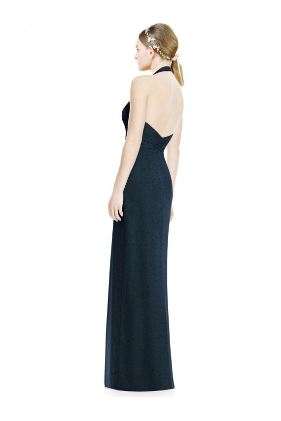 Buy V-Neck Halter Chiffon Bridesmaid Dress with Side Front Slit UK