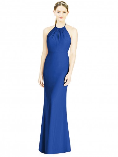 Buy Criss Cross Low Back Halter Chiffon Bridesmaid Dress UK