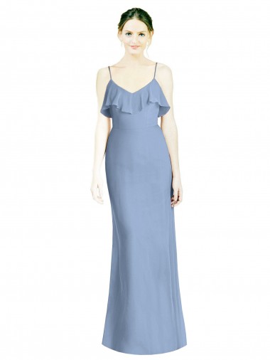 Buy Deep Open Back Long Chiffon V-Neck Bridesmaid Dress UK