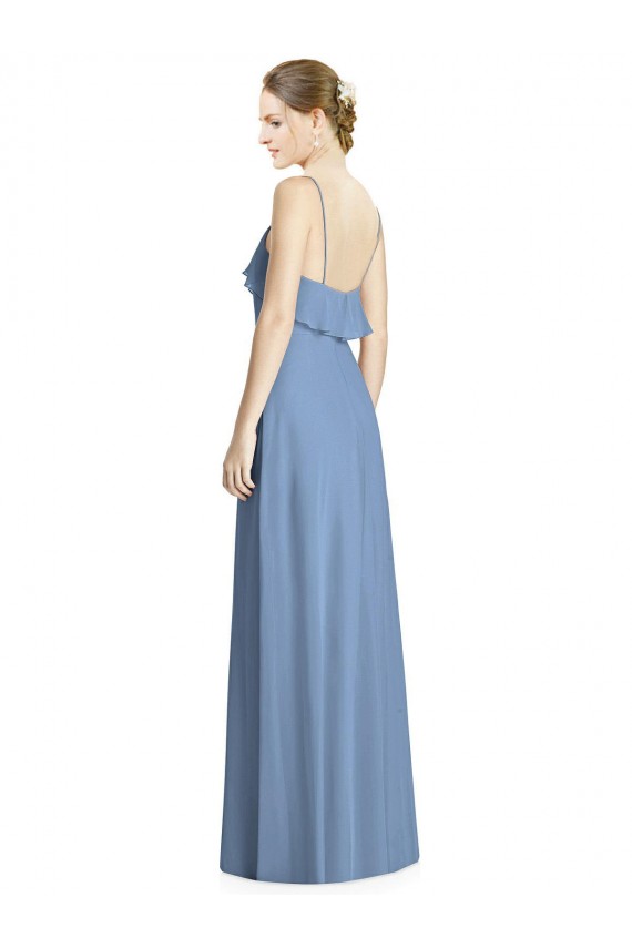 Buy Deep Open Back Long Chiffon V-Neck Bridesmaid Dress UK