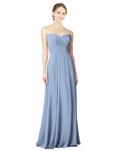 Buy Draped Strapless Sweetheart Full Length Chiffon Bridesmaid Dress UK