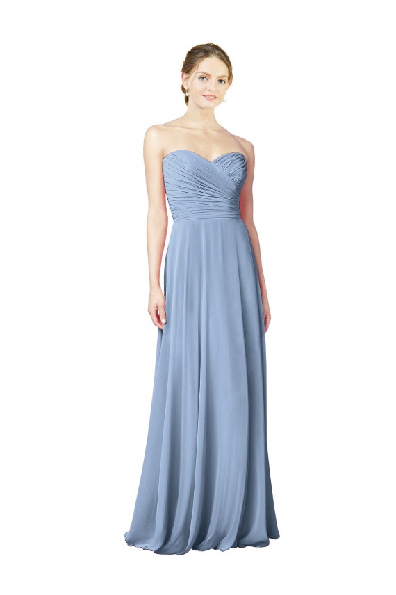 Buy Draped Strapless Sweetheart Full Length Chiffon Bridesmaid Dress UK