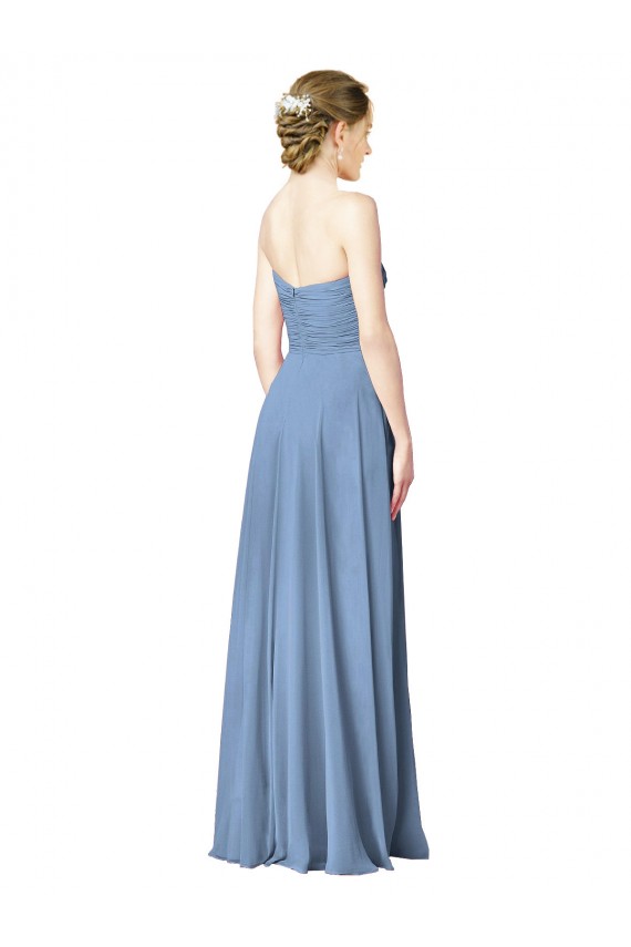 Buy Draped Strapless Sweetheart Full Length Chiffon Bridesmaid Dress UK
