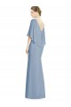 Buy V-Back Trumpet Chiffon Bridesmaid Dress with Draped Cape Overlay UK