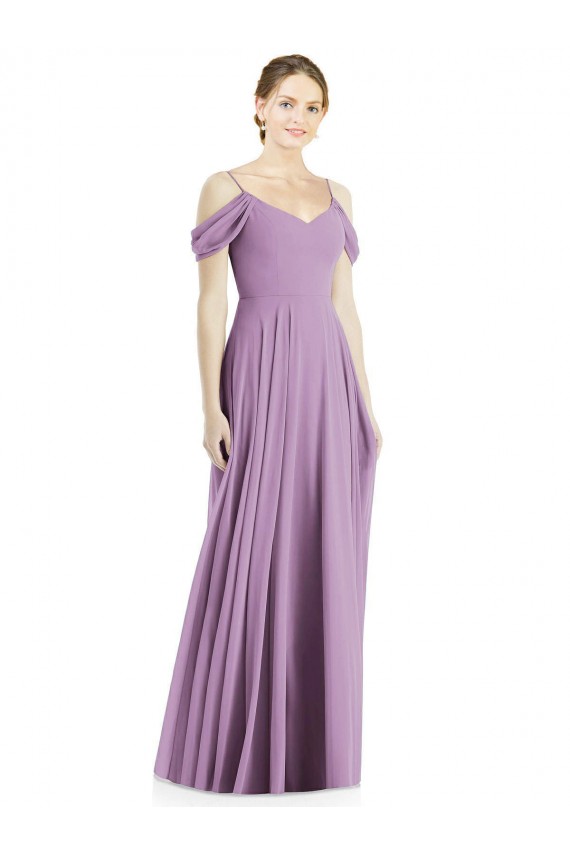 Buy Off the Shoulder Open Cowl-Back Maxi Bridesmaid Dress UK