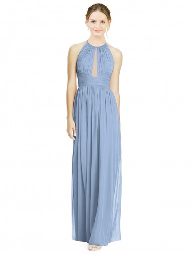 Buy Open Back Long Chiffon Halter Bridesmaid Dress UK