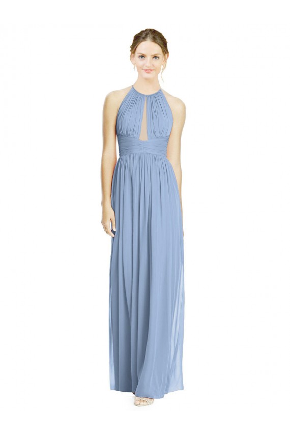 Buy Open Back Long Chiffon Halter Bridesmaid Dress UK