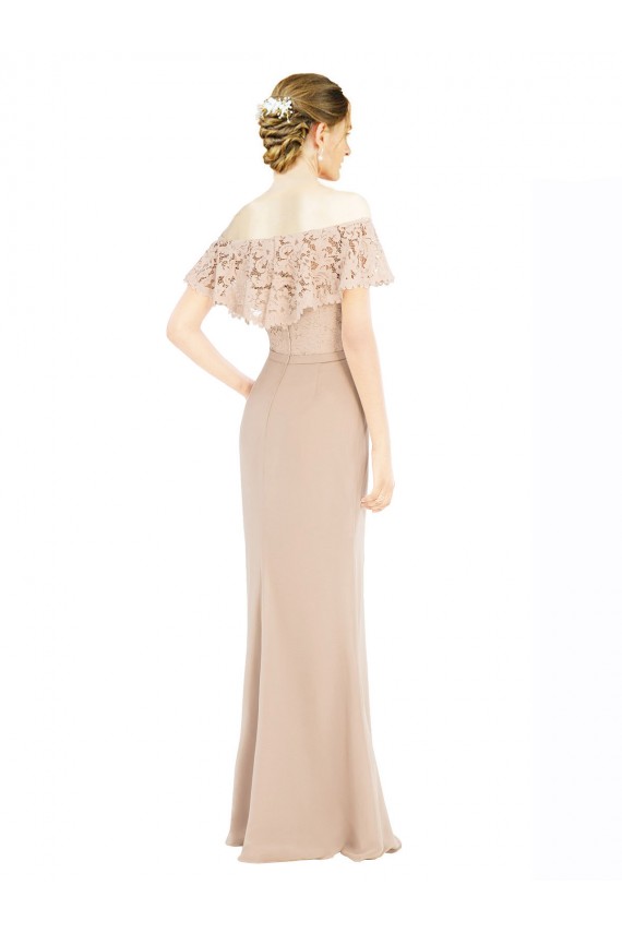 Buy Off the Shoulder Sleeves Sheath Chiffon Bridesmaid Dress / Prom Dress UK