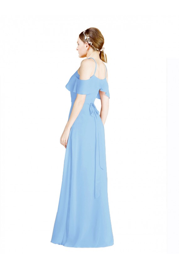 Buy Halter Frill Cold Shoulder A-Line Chiffon Bridesmaid Dress UK
