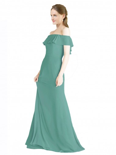 Buy Off the Shoulder Bohemian Chiffon Bridesmaid Dress UK