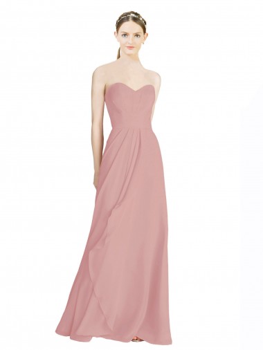 Buy Daped A-Line Chiffon Bridesmaid Dress with Pleated Sweetheart Bodice UK