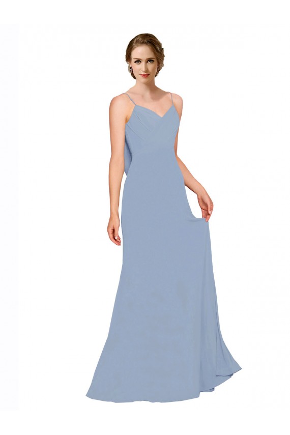 Buy Cowl Back Long Chiffon Slip Bridesmaid Dress with Straps UK