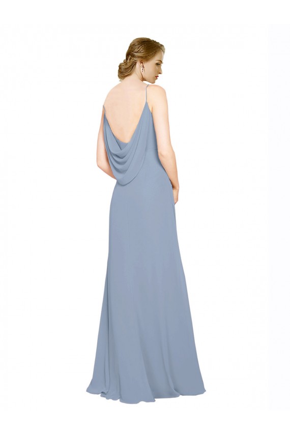Buy Cowl Back Long Chiffon Slip Bridesmaid Dress with Straps UK