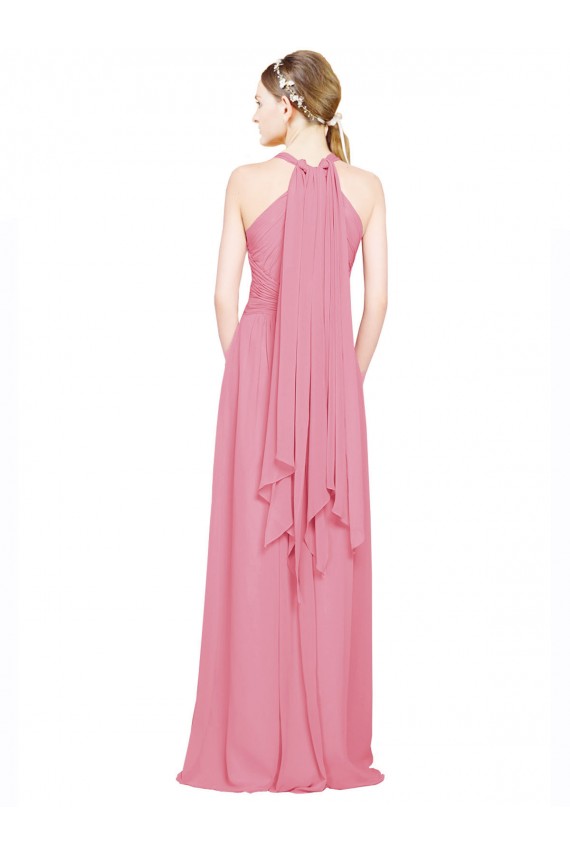 Buy Halter Neck Keyhole A-Line Chiffon Bridesmaid Dress UK