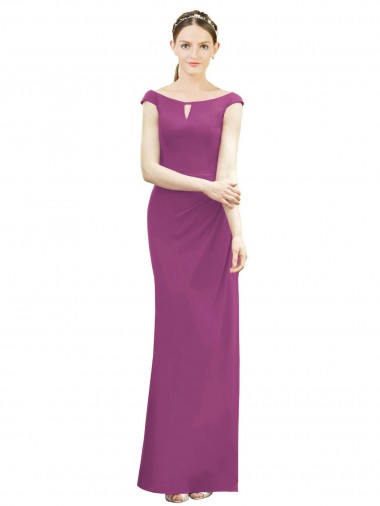 Buy Full Length Long Chiffon Bridesmaid Dress with Boat Neck UK