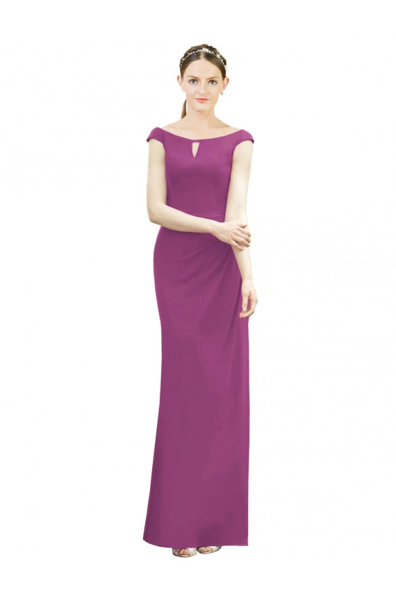 Buy Full Length Long Chiffon Bridesmaid Dress with Boat Neck UK