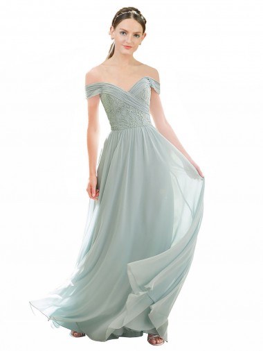 Buy Romantic Bridesmaid Dress with Embroidered Off the Shoulder Bodice UK