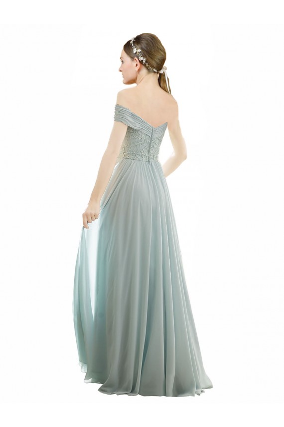 Buy Romantic Bridesmaid Dress with Embroidered Off the Shoulder Bodice UK