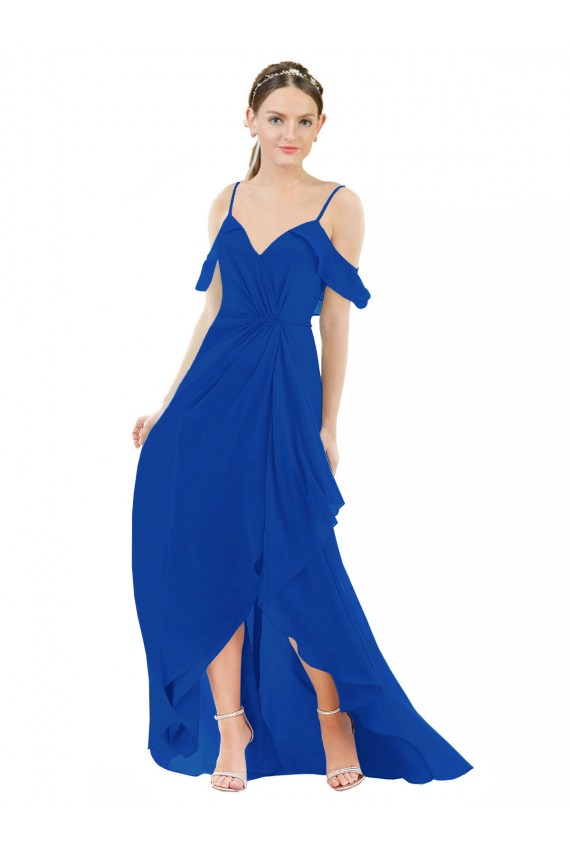 Buy High Low Boho Bridesmaid Dress with Cold Shoulder Sleeves UK