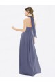 Buy High Halter Neck Chiffon Bridesmaid Dress with Twist-Tie UK