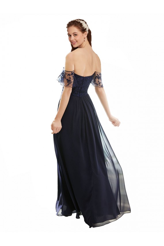 Buy Boho Bridesmaid Dress with Beaded Embroidered Bodice and Flutter Cap Sleeves UK