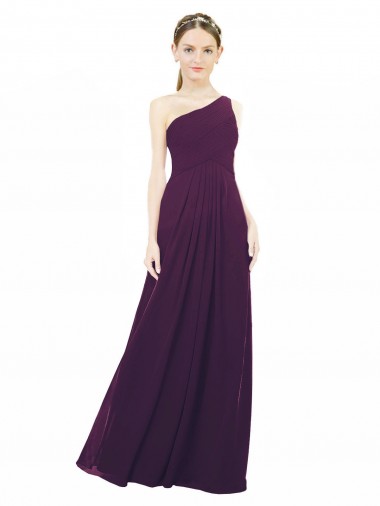 Buy One Shoulder Chiffon Bridesmaid Dress with Draped Bodice UK