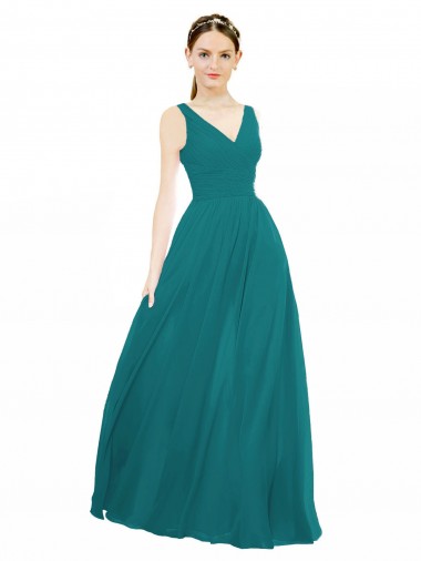 Buy Figure Flattering Chiffon Bridesmaid Dress with Draped V-Neck Bodice UK