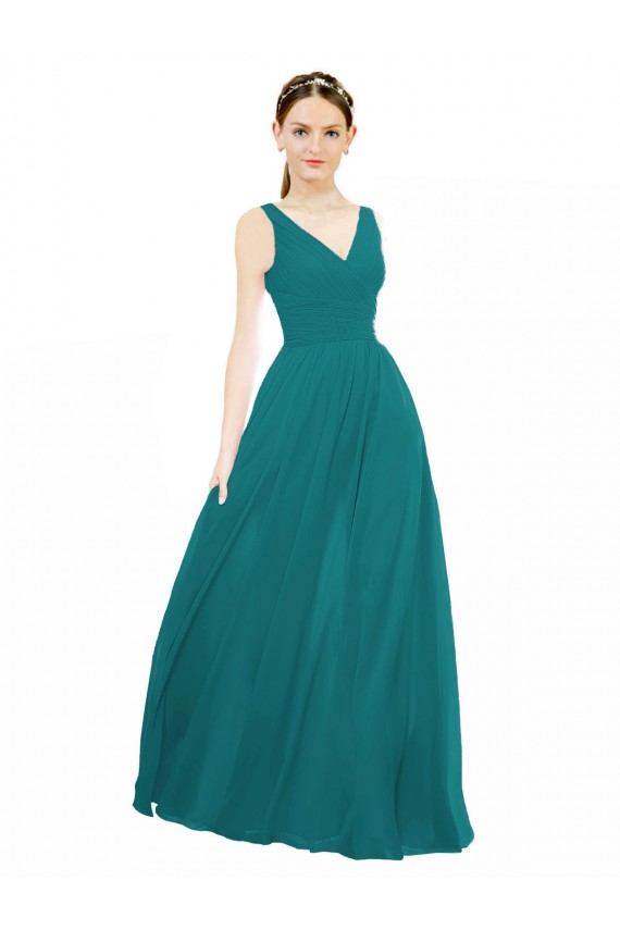 Buy Figure Flattering Chiffon Bridesmaid Dress with Draped V-Neck Bodice UK