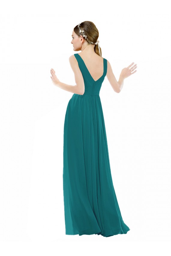 Buy Figure Flattering Chiffon Bridesmaid Dress with Draped V-Neck Bodice UK