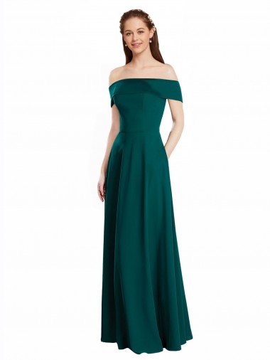Buy Classic Off the Shoulder Chiffon Bridesmaid Dress with Cap Sleeves UK