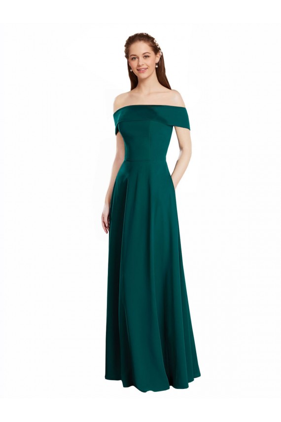 Buy Classic Off the Shoulder Chiffon Bridesmaid Dress with Cap Sleeves UK