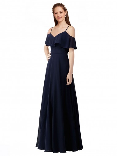 Buy Chiffon Bridesmaids Dress with Off the Shoulder Ruffle Detail UK