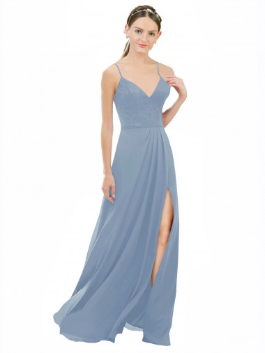 Buy Sexy Chiffon Bridesmaid Dress with V-Neck Lace Bodice UK
