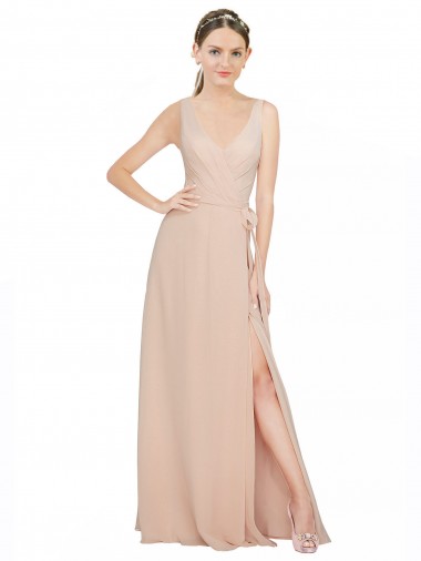 Buy Chiffon Bridesmaids Dress with Matching Chiffon Tie Sash UK