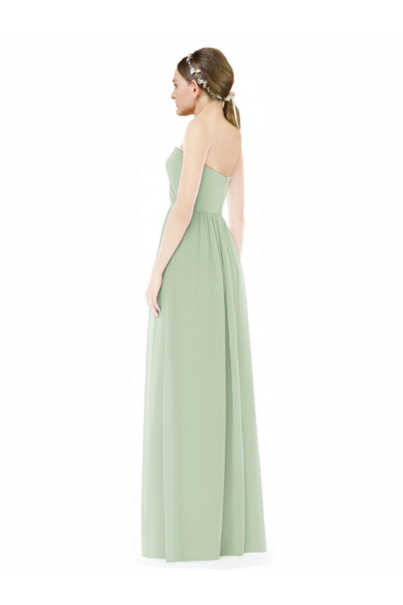 Buy Strapless Draped Bodice Maxi Bridesmaid Dress with Front Slits UK