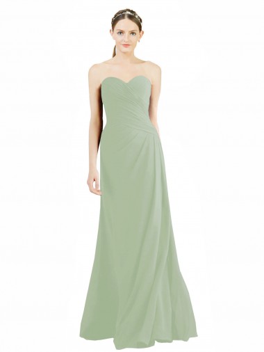 Buy Sweetheart Neckline Draped Floor Length Chiffon Bridesmaid Dress UK