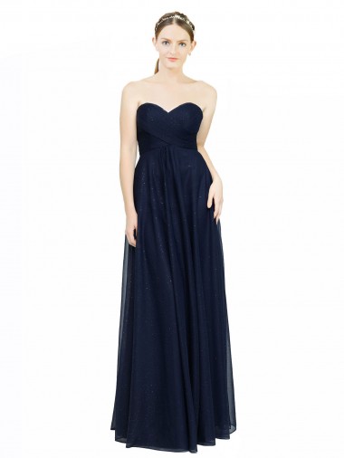 Buy Strapless Sweetheart Long Chiffon Bridesmaid Dress Low Back UK