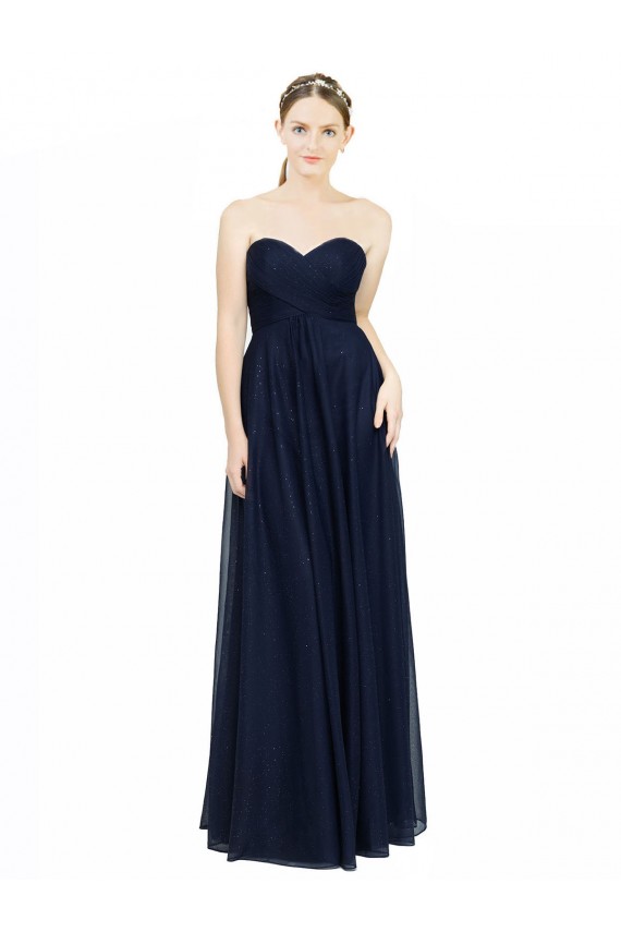 Buy Strapless Sweetheart Long Chiffon Bridesmaid Dress Low Back UK