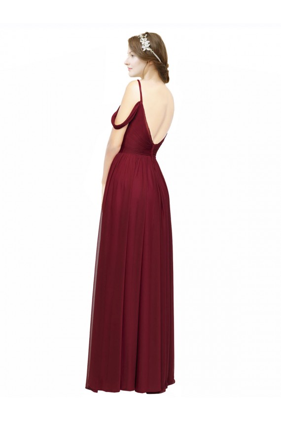 Buy Off the Shoulder V-Neck Petite Chiffon Bridesmaid Dress with Open Back UK