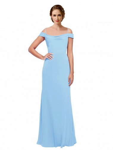 Buy Off the Shoulder Bateau Neck Chiffon Bridesmaid Dress with Straps UK