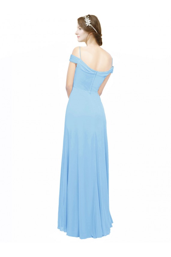 Buy Off the Shoulder Bateau Neck Chiffon Bridesmaid Dress with Straps UK
