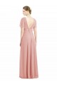 Buy Draped Short Sleeves Long Chiffon A-Line Bridesmaid Dress UK