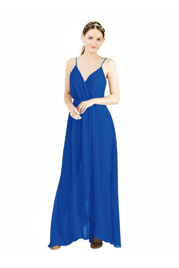 Buy Sleeveless Surplice Chiffon Bridesmaid Dress with Spaghetti Straps UK